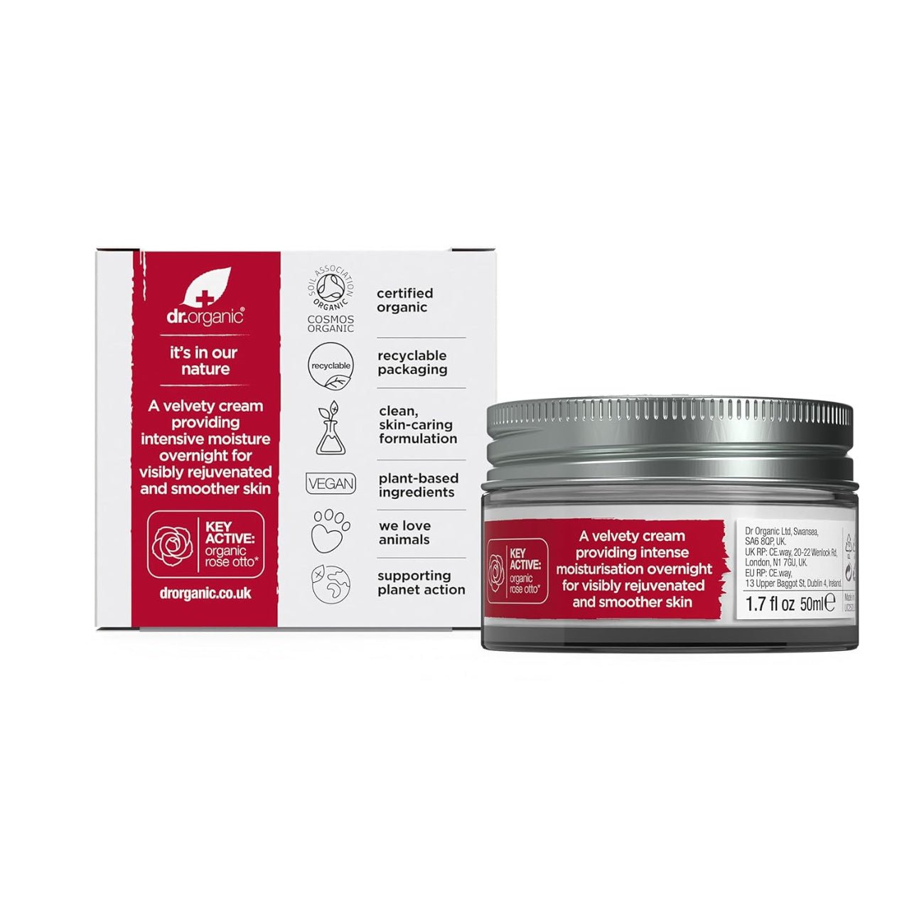 Rose Otto Night Cream 50ml - Dr Organic - Face Moisturizers - Eco Natural Products