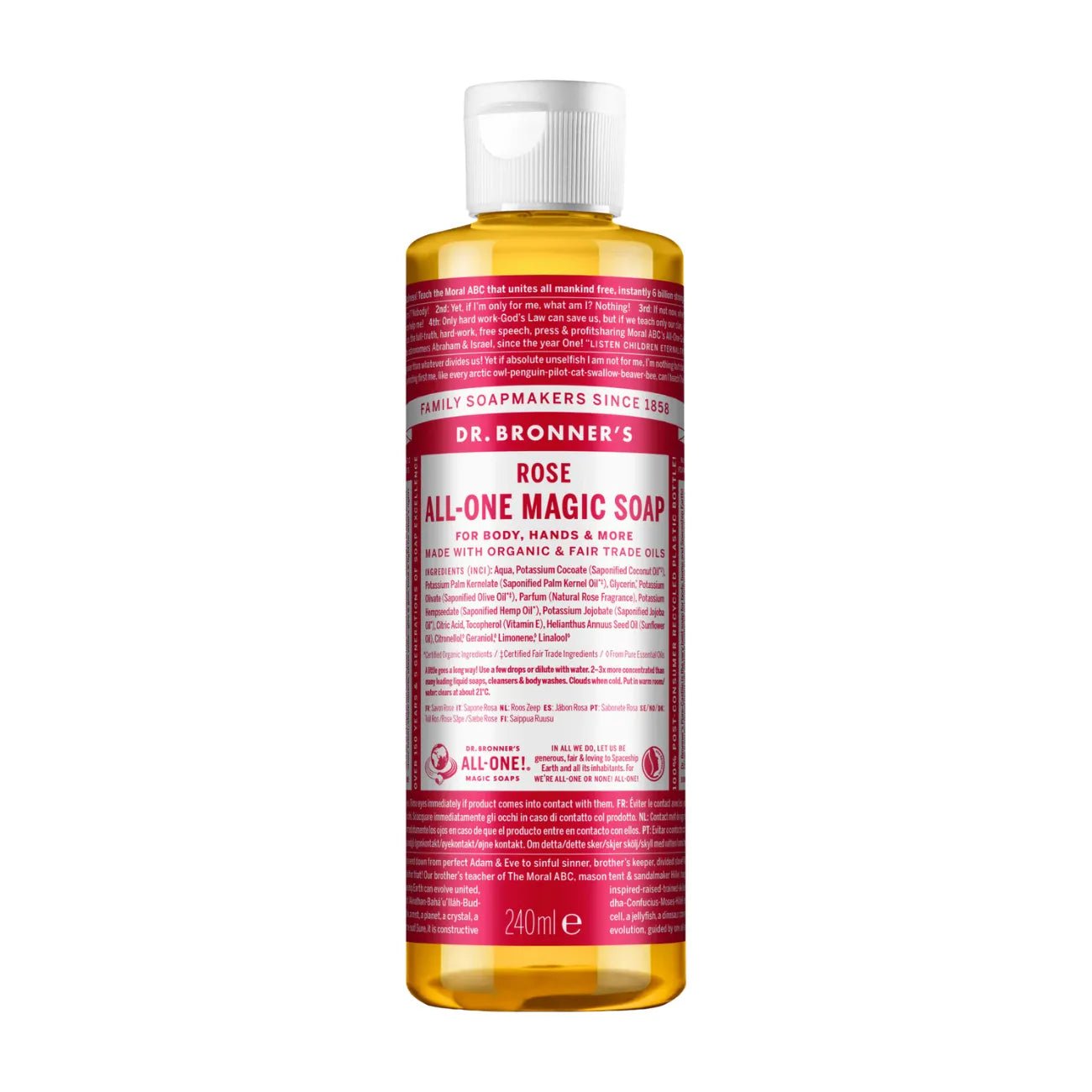 Rose Pure - Castile Liquid Soap 240ml - Dr. Bronner - Liquid Soap - Dr. Bronner