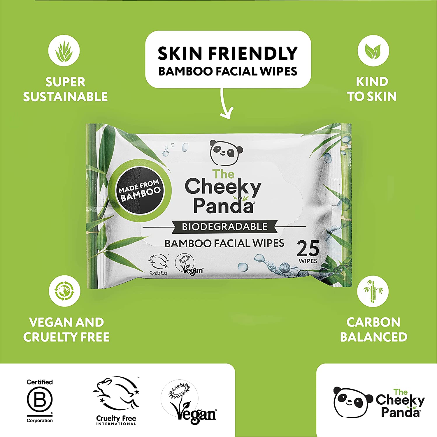 Rose Scented Bamboo Facial Cleansing Wipes 25wipes [BLACK FRIDAY] - Eco Natural Products - Cheeky Panda - Makeup Removers