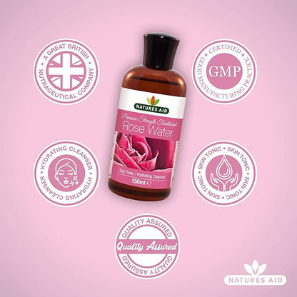 Rose Water Triple Strength 150ml - Natures Aid - Face Toner - Eco Natural Products