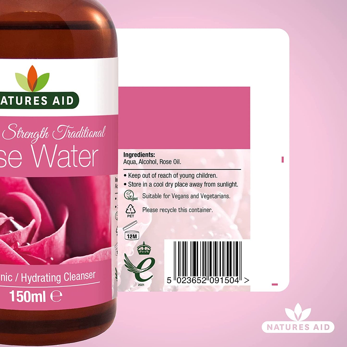 Rose Water Triple Strength 150ml - Natures Aid - Face Toner - Eco Natural Products