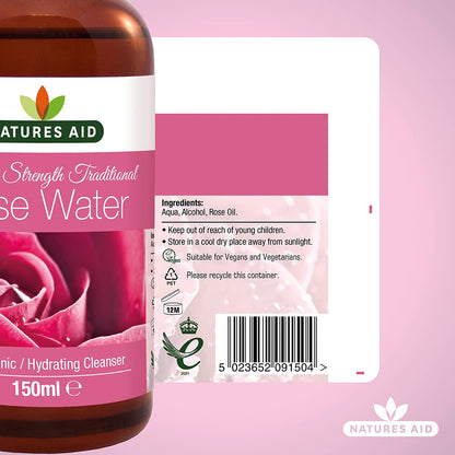 Rose Water Triple Strength 150ml - Natures Aid - Face Toner - Eco Natural Products
