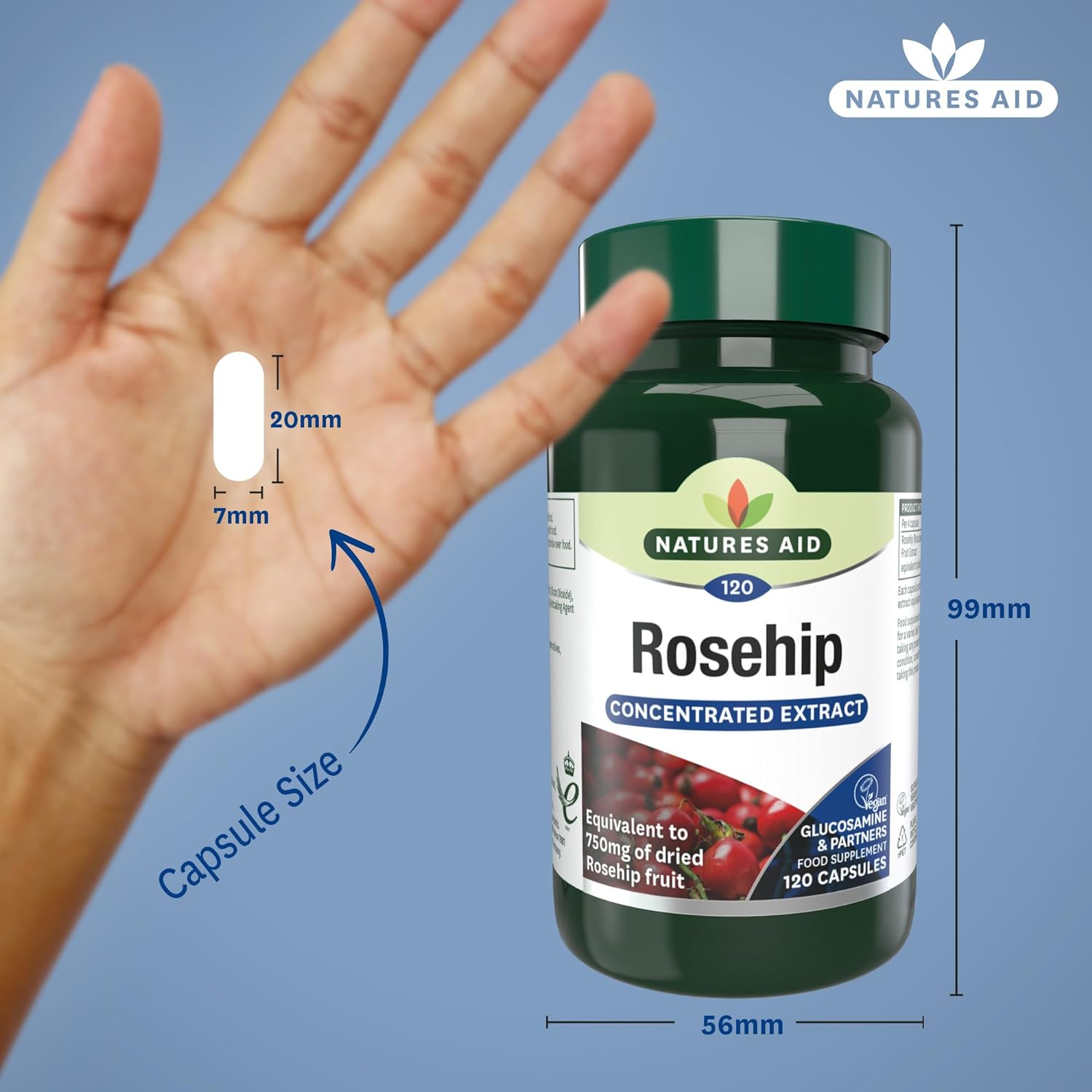 Rosehip 750mg 120 Vcaps - Natures Aid - Vitamins & Supplements - Eco Natural Products