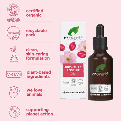 Rosehip Pure Oil 50ml - Dr Organic - Body Oil - Eco Natural Products