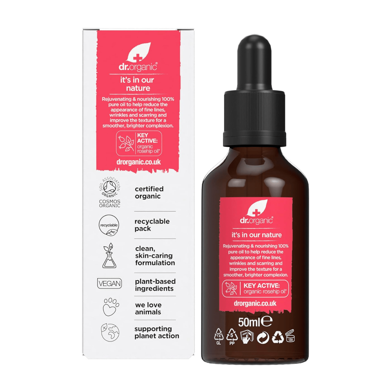 Rosehip Pure Oil 50ml - Dr Organic - Body Oil - Eco Natural Products