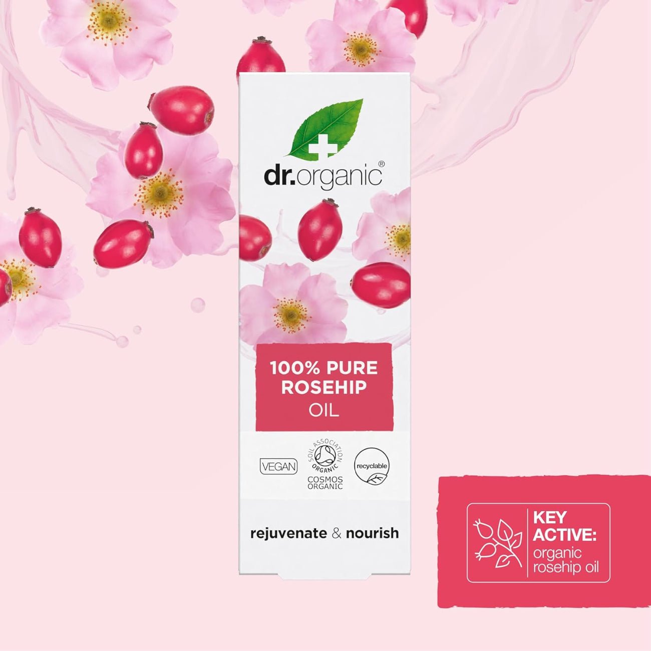 Rosehip Pure Oil 50ml - Dr Organic - Body Oil - Eco Natural Products