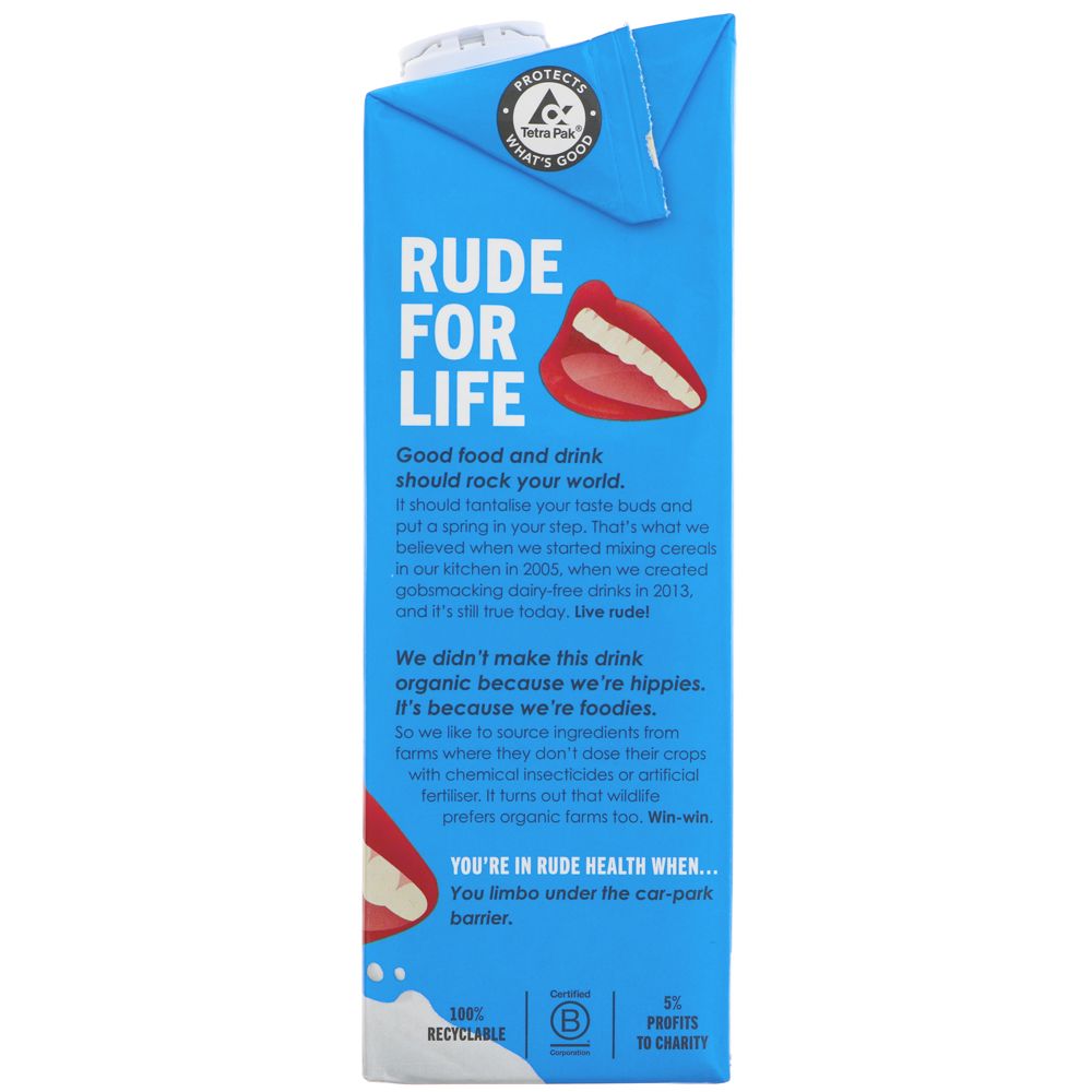 Rude Health Organic Dairy Free Coconut Drink 1000ml side 1 packaging
