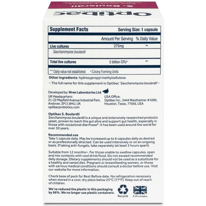 Saccharomyces Boulardii 40 Capsules - OptiBac Probiotics - Vitamins & Supplements - Eco Natural Products