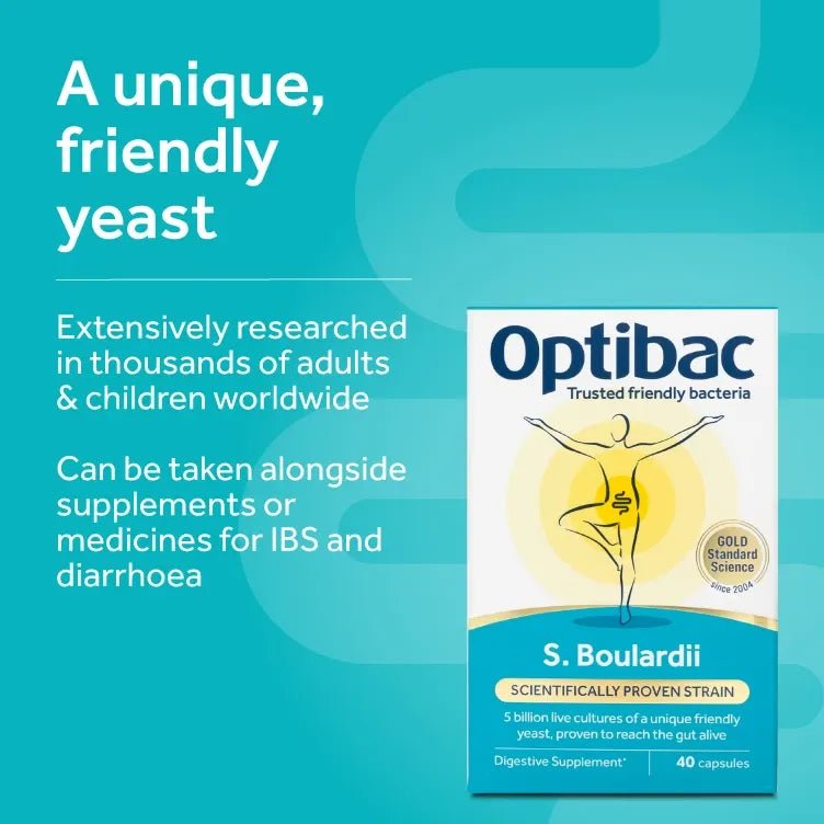 Saccharomyces Boulardii 40 Capsules - OptiBac Probiotics - Digestive Supplements - OptiBac Probiotics