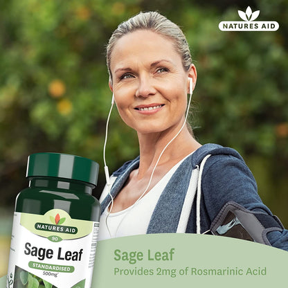 Sage Leaf 50mg 90 Tablets - Natures Aid - Vitamins & Supplements - Eco Natural Products
