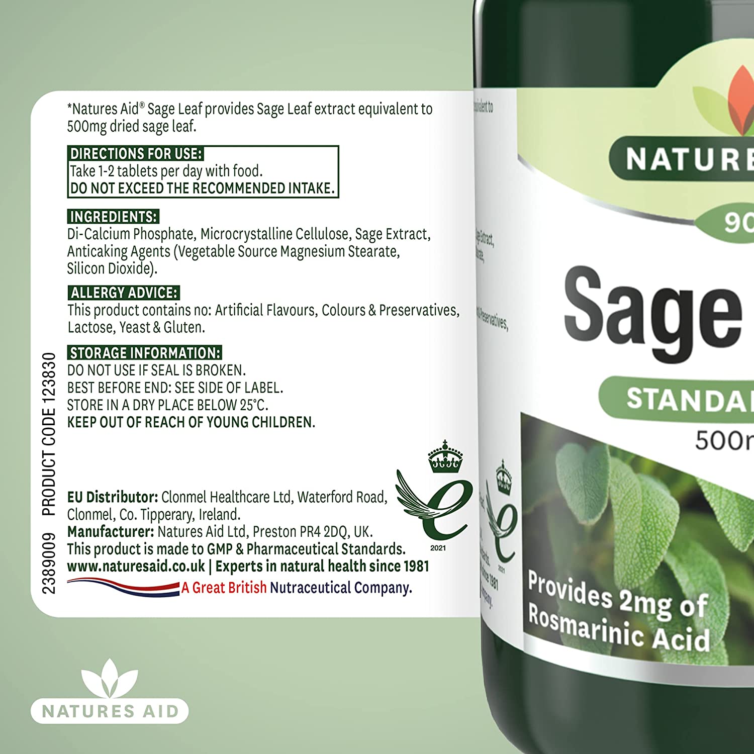 Sage Leaf 50mg 90 Tablets [BLACK FRIDAY] - Eco Natural Products - Natures Aid - Vitamins & Supplements