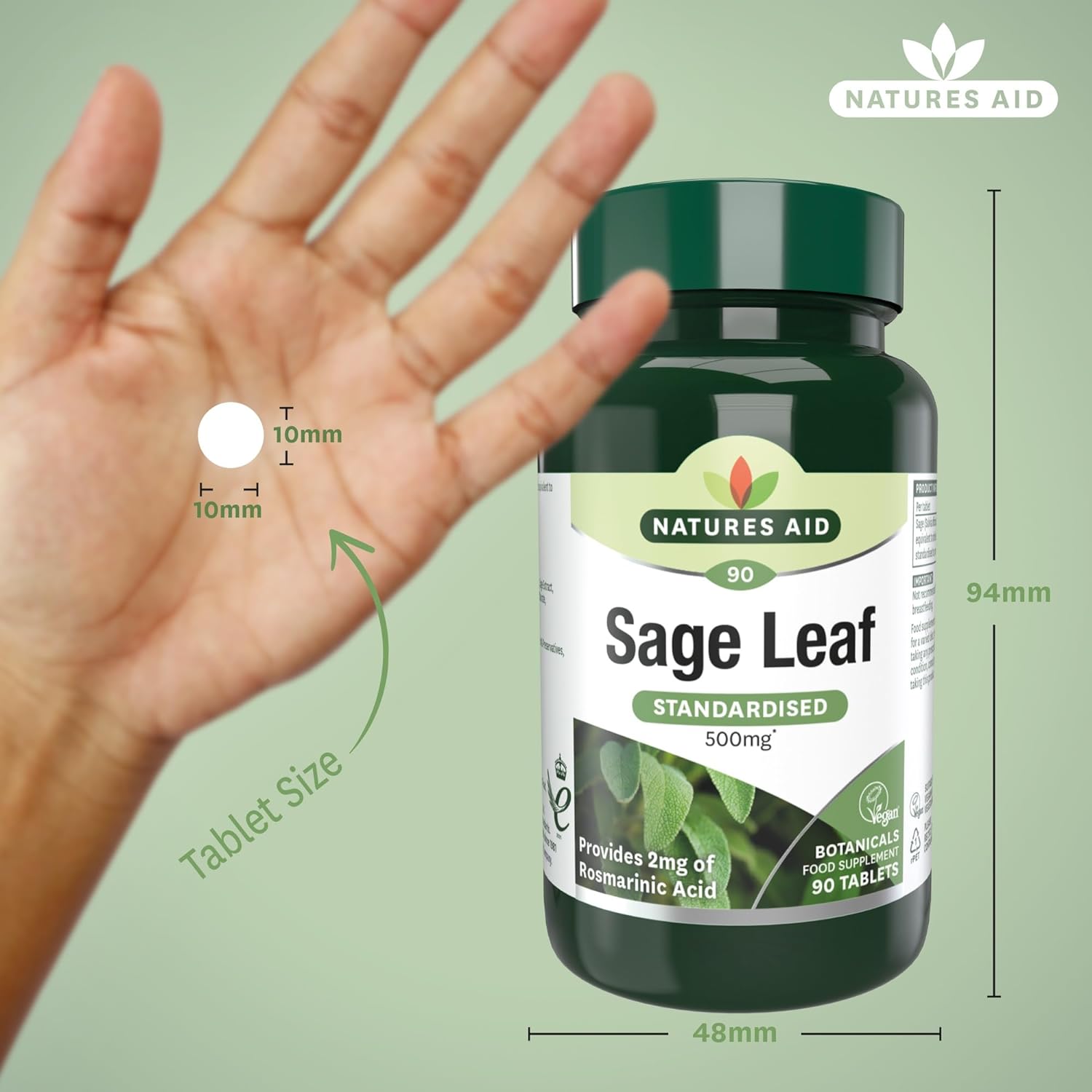 Sage Leaf 50mg 90 Tablets - Natures Aid - Vitamins & Supplements - Eco Natural Products