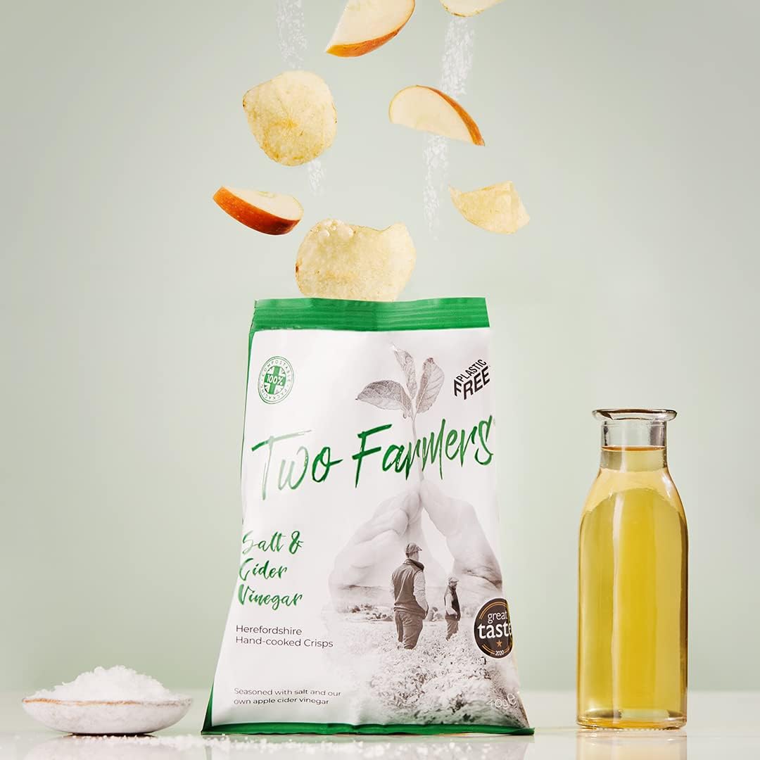 Salt & Cider Vinegar Crisps Compostable Packaging 40g - Two Farmers - Potato Crisps - Eco Natural Products