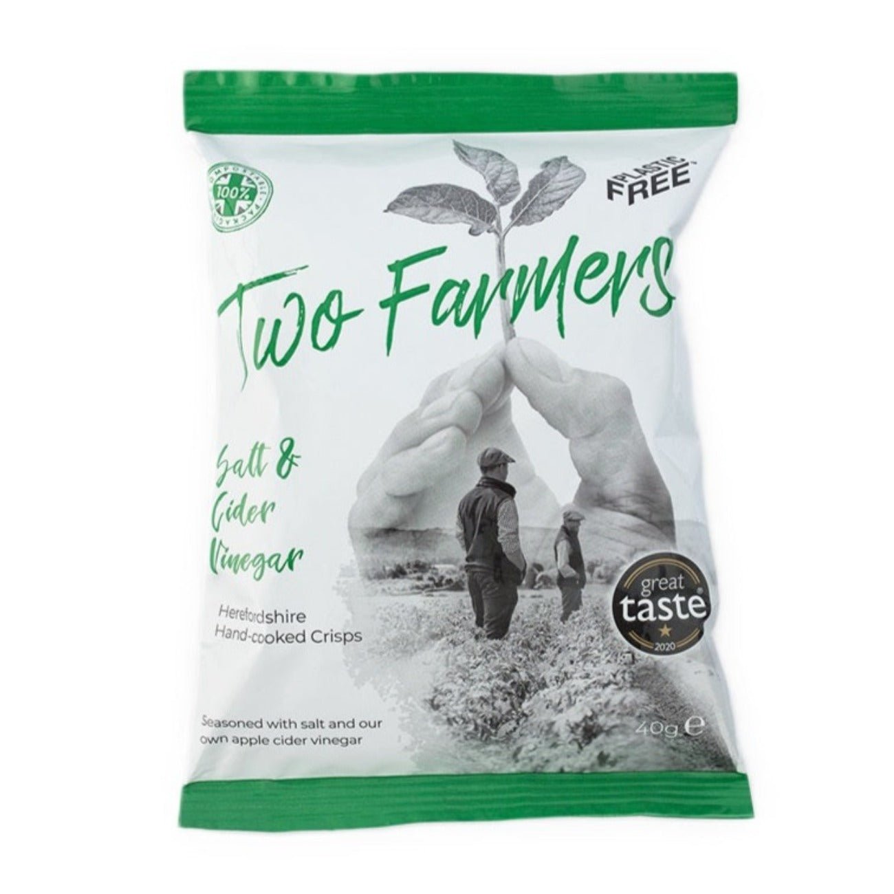 Salt & Cider Vinegar Crisps Compostable Packaging 40g [BLACK FRIDAY] - Eco Natural Products - Two Farmers - Potatoe Crisps