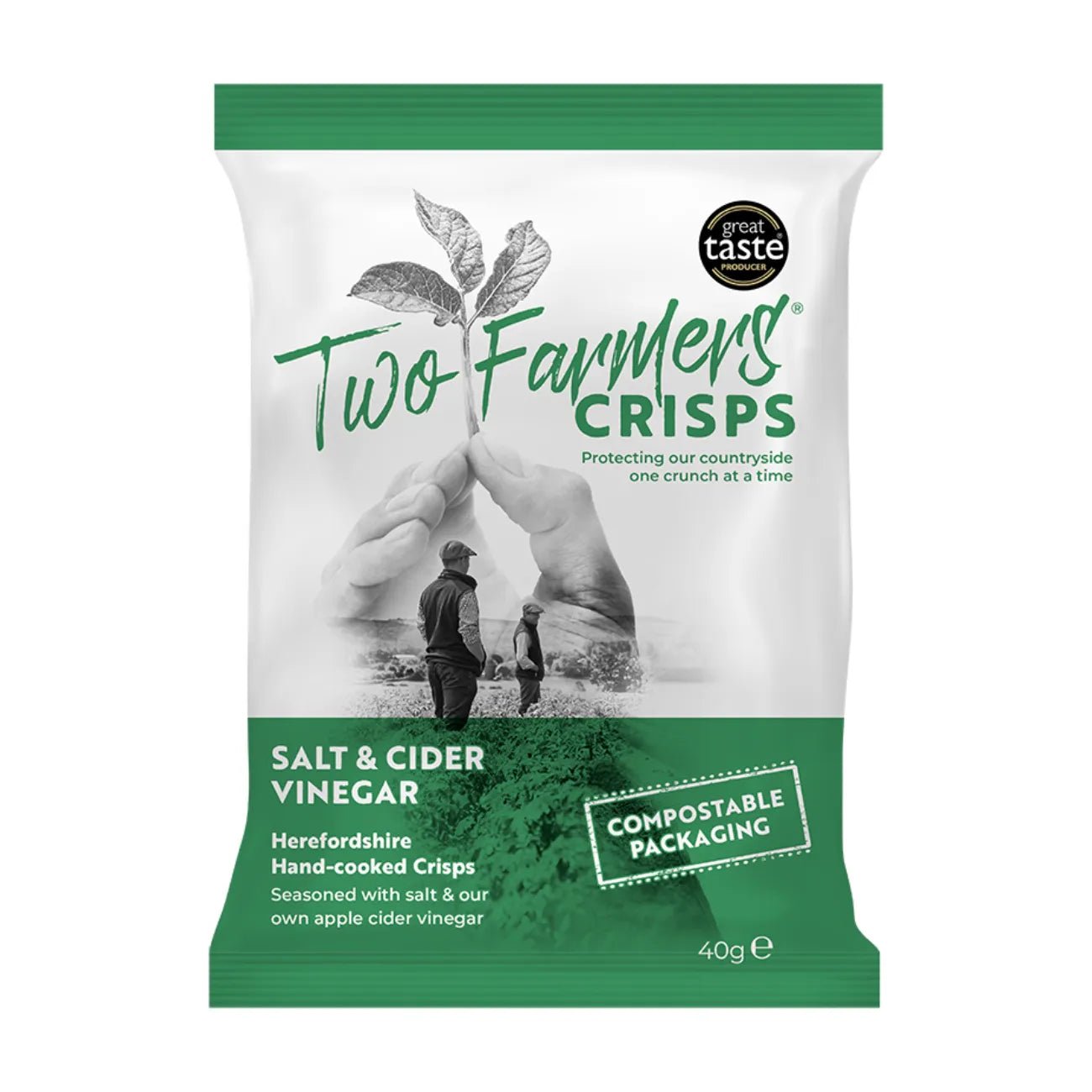 Salt & Cider Vinegar Hand - cooked Crisps 40g - Two Farmers - Chips - Two Farmers