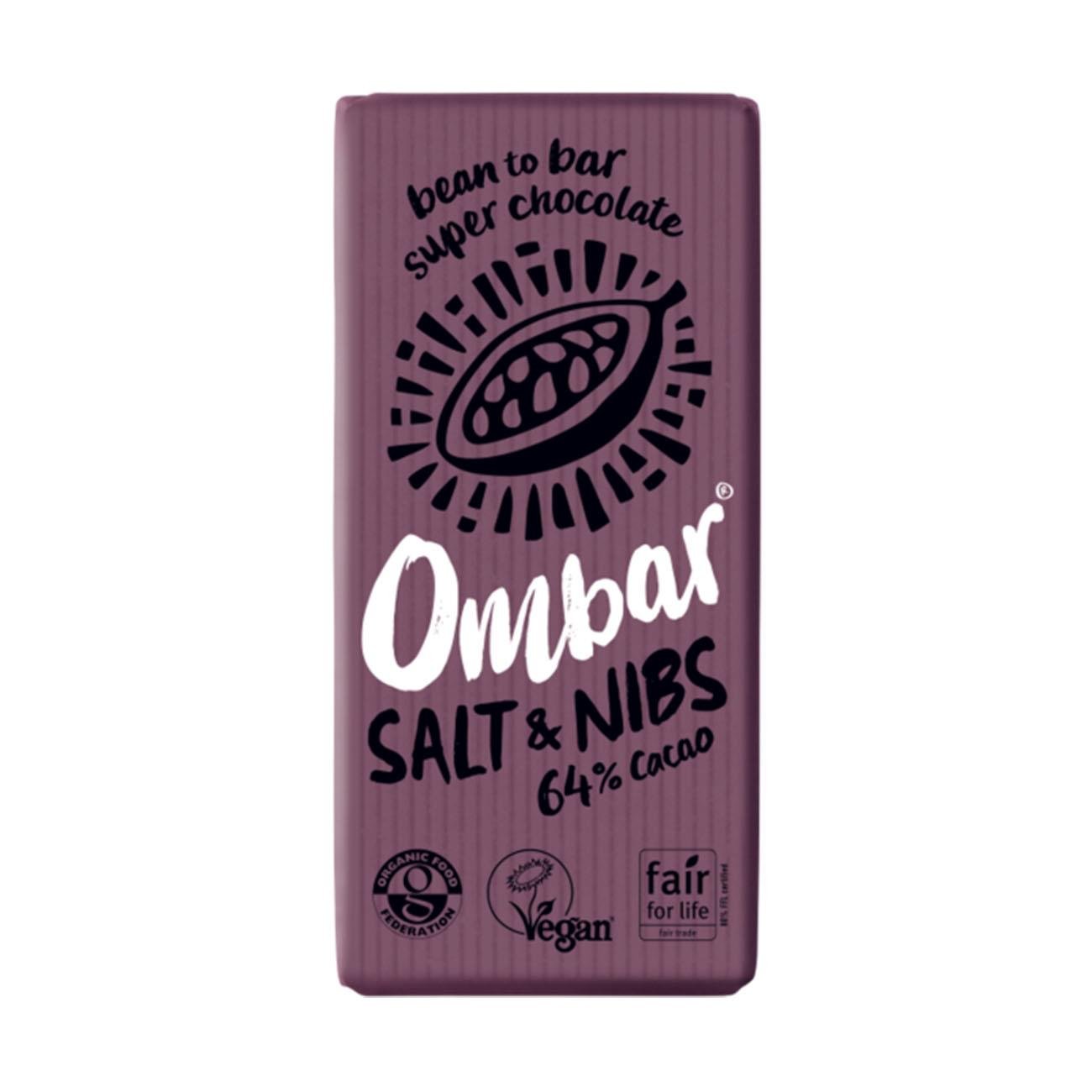 Salt & Nibs 64% cacao Chocolate Bar 70g - Ombar - Chocolate Bar - Eco Natural Products