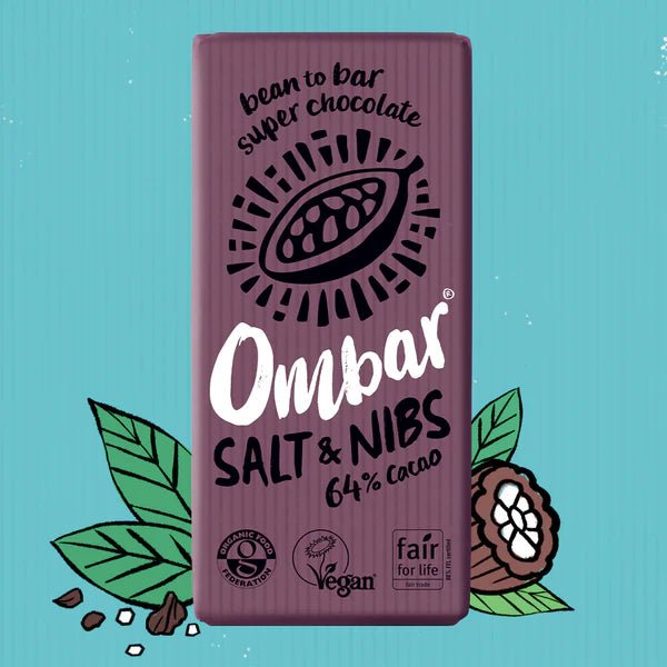 Salt & Nibs 64% cacao Chocolate Bar 70g - Ombar - Chocolate Bar - Eco Natural Products