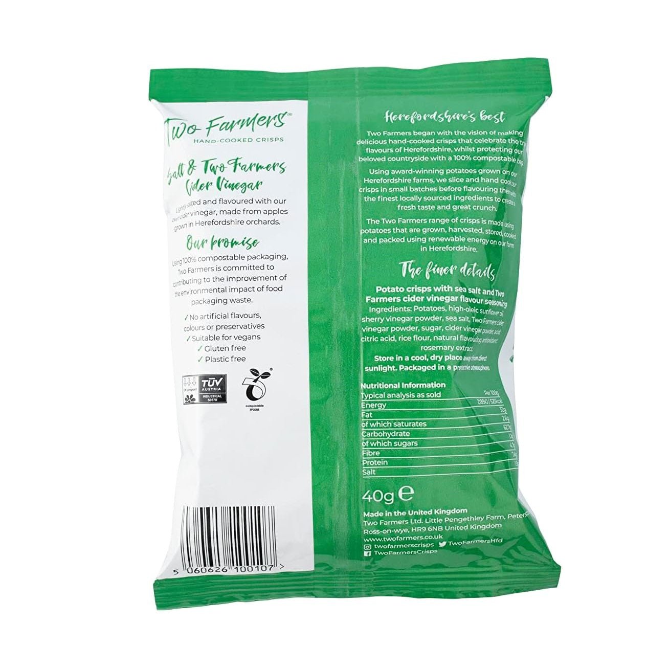 Salt & Vinegar Crisps 40g [BLACK FRIDAY] - Eco Natural Products - Two Farmers - Potatoe Crisps