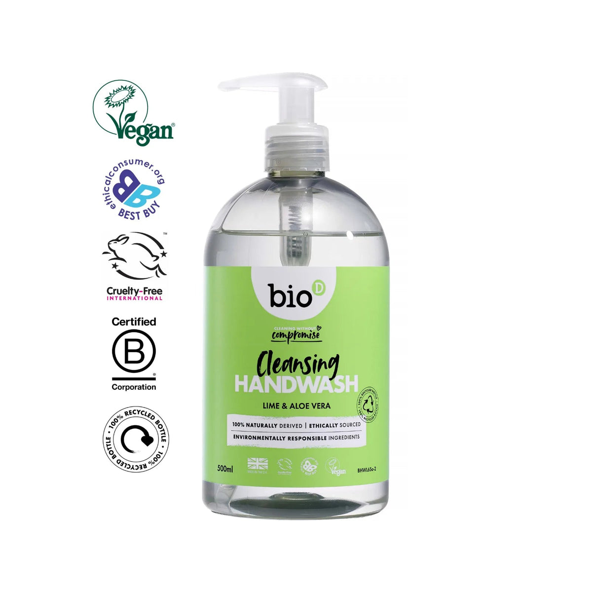 Sanitising Lime and Aloe Hand Wash 500ml - Bio - D - Liquid Hand Soap - Bio - D