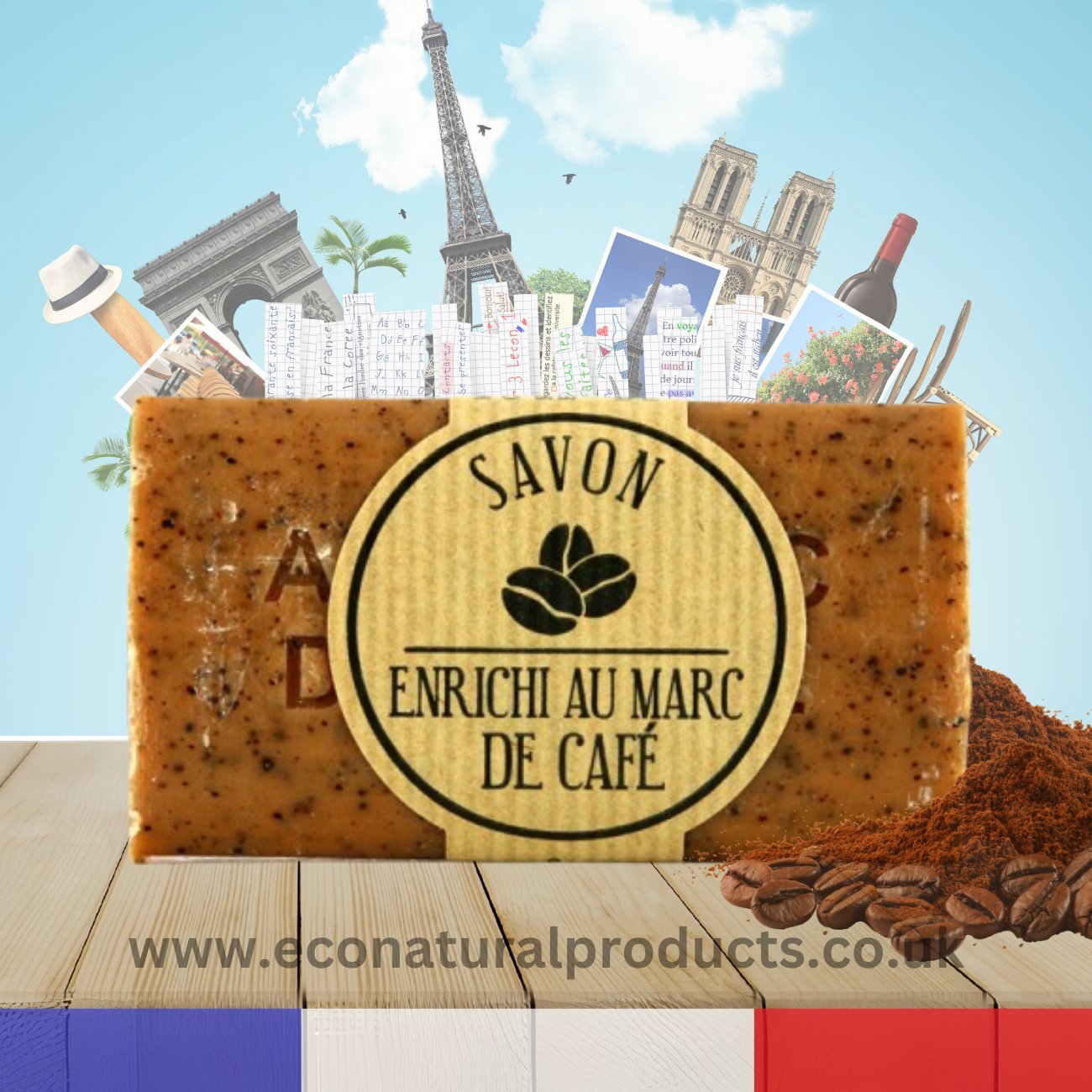 Savon de Marseille Au Marc De Cafe Exfoliant (Coffee Exfoliant) 100g - FouFour - Savon de Marseille - Bar Soap - Eco Natural Products