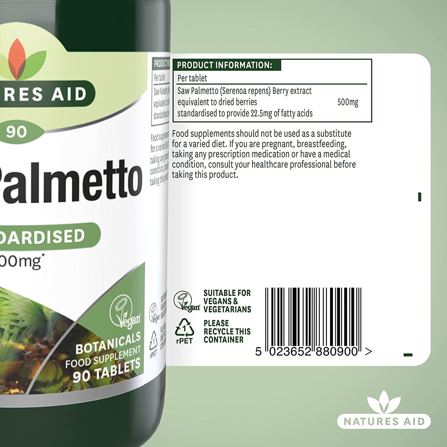 Saw Palmetto 500mg 90 Tablets - Natures Aid - Vitamins & Supplements - Eco Natural Products