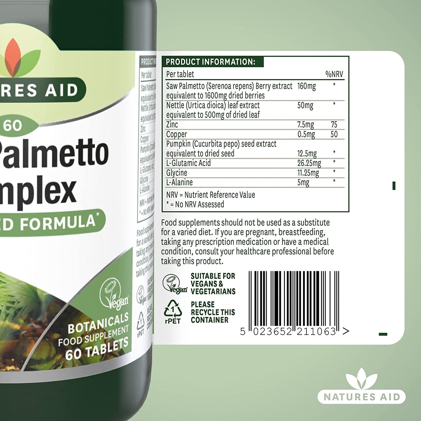 Saw Palmetto Complex with Nettle 60 Tablets - Natures Aid - Vitamins & Supplements - Eco Natural Products