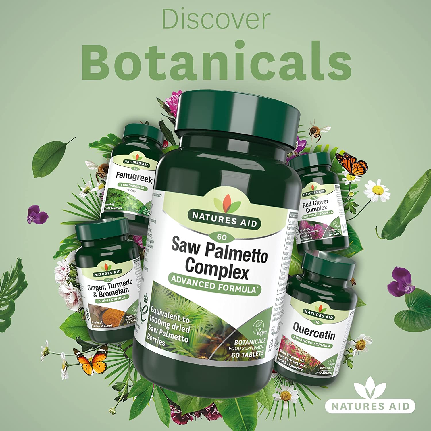 Saw Palmetto Complex with Nettle 60 Tablets - Natures Aid - Vitamins & Supplements - Eco Natural Products