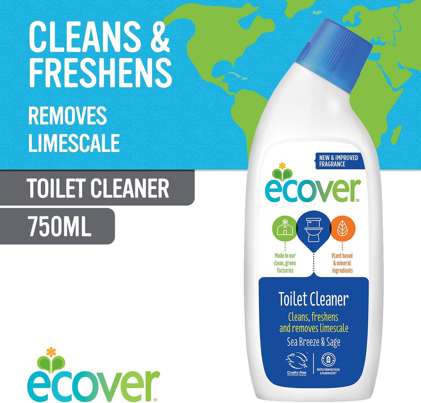 Sea Breeze & Sage Toilet Cleaner 750ml - Ecover - Toilet cleaner - Eco Natural Products