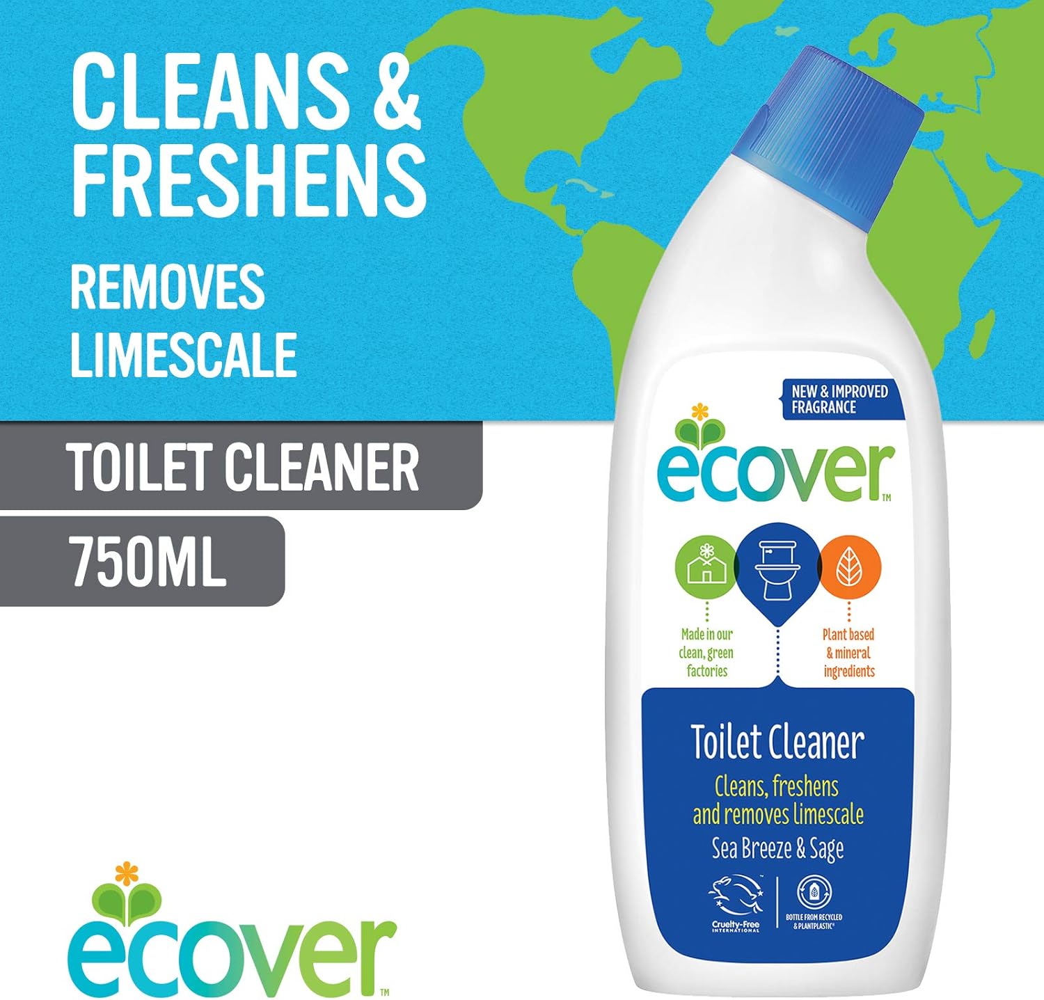Sea Breeze & Sage Toilet Cleaner 750ml - Ecover - Toilet cleaner - Eco Natural Products