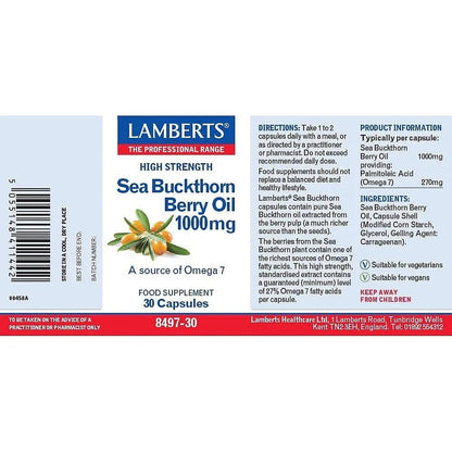 Sea Buckthorn Berry Oil 1000mg 30 Caps BBE 30.11.2025 [RED] - Lamberts - Herbal Supplements - Lamberts