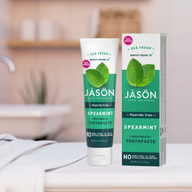 Sea Fresh Spearmint Fresh Breath Toothpaste Fluoride Free 119g - Jason - Toothpaste - Eco Natural Products