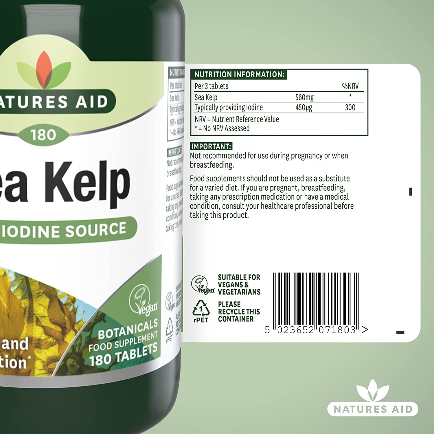 Sea Kelp 187mg 180 Tablets - Natures Aid - Vitamins & Supplements - Eco Natural Products