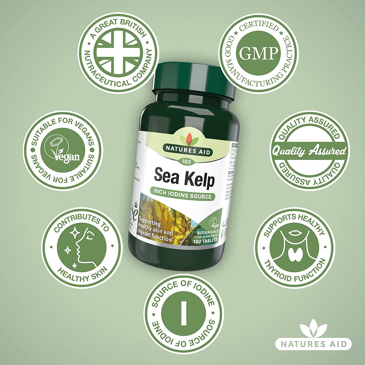 Sea Kelp 187mg 180 Tablets - Natures Aid - Vitamins & Supplements - Eco Natural Products
