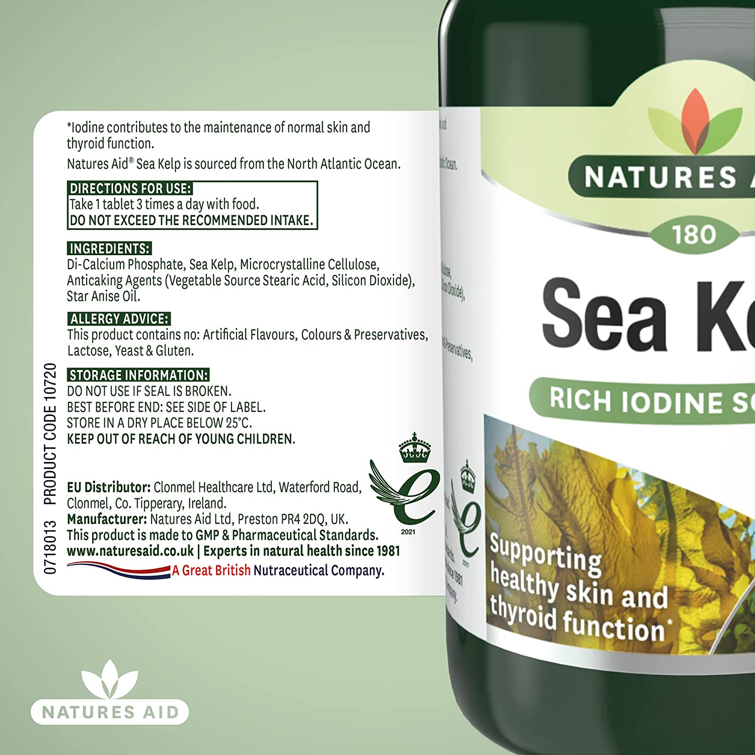 Sea Kelp 187mg 180 Tablets - Natures Aid - Vitamins & Supplements - Eco Natural Products