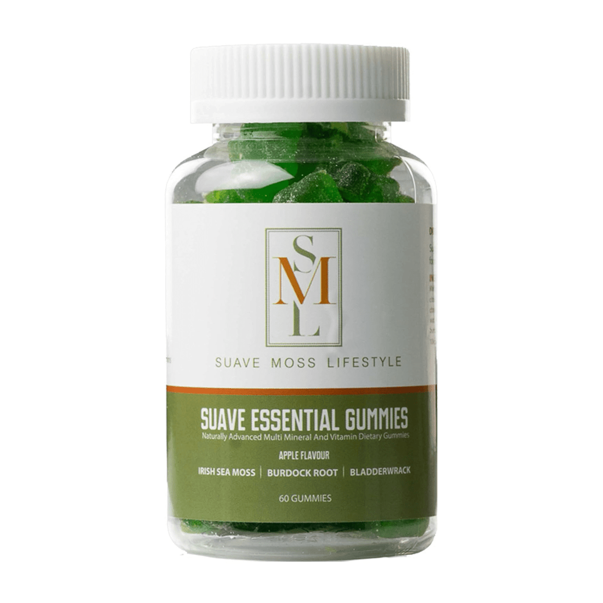 Sea Moss Vegan Gummies Bladderwrack Apple 60 Gummies - Suave Moss Lifestyle - Herbal Supplements - Eco Natural Products