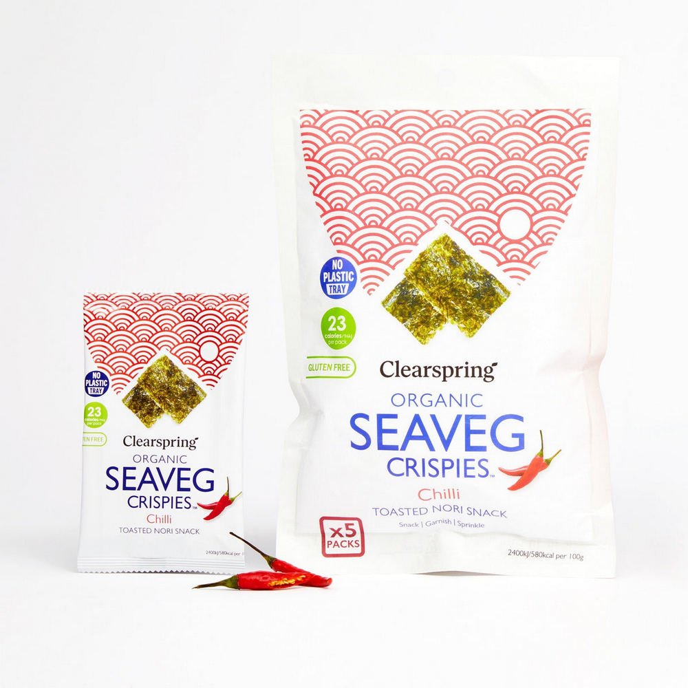 Seaveg Crispies Chilli Organic Multipack 5 x 4g [BLACK FRIDAY] - Eco Natural Products - Clearspring - Snack