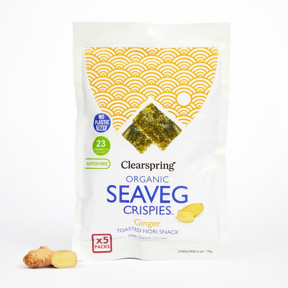 Seaveg Crispies Ginger Organic Multipack 5 x 4g [BLACK FRIDAY] - Eco Natural Products - Clearspring - Snack