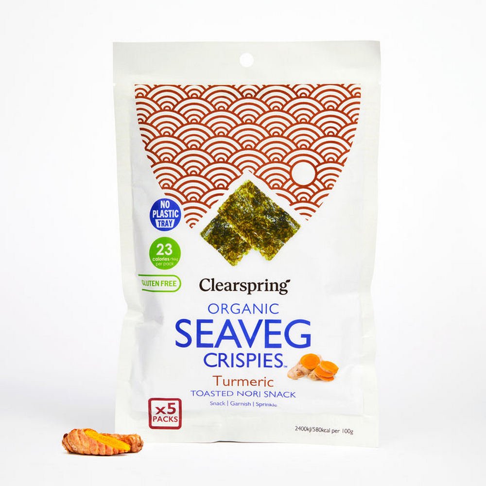 Seaveg Crispies Turmeric Organic Multipack 5 x 4g - Clearspring - Snack - Eco Natural Products