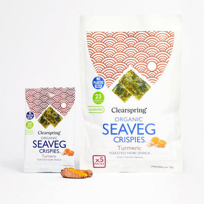 Seaveg Crispies Turmeric Organic Multipack 5 x 4g - Clearspring - Snack - Eco Natural Products