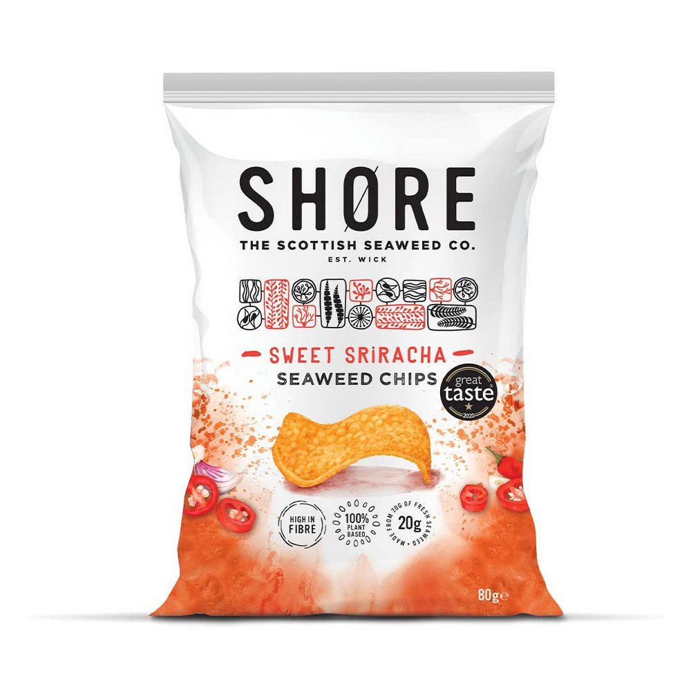 Seaweed Chips Sweet Sriracha 80g - Shore Scottish Seaweed - Snack - Eco Natural Products