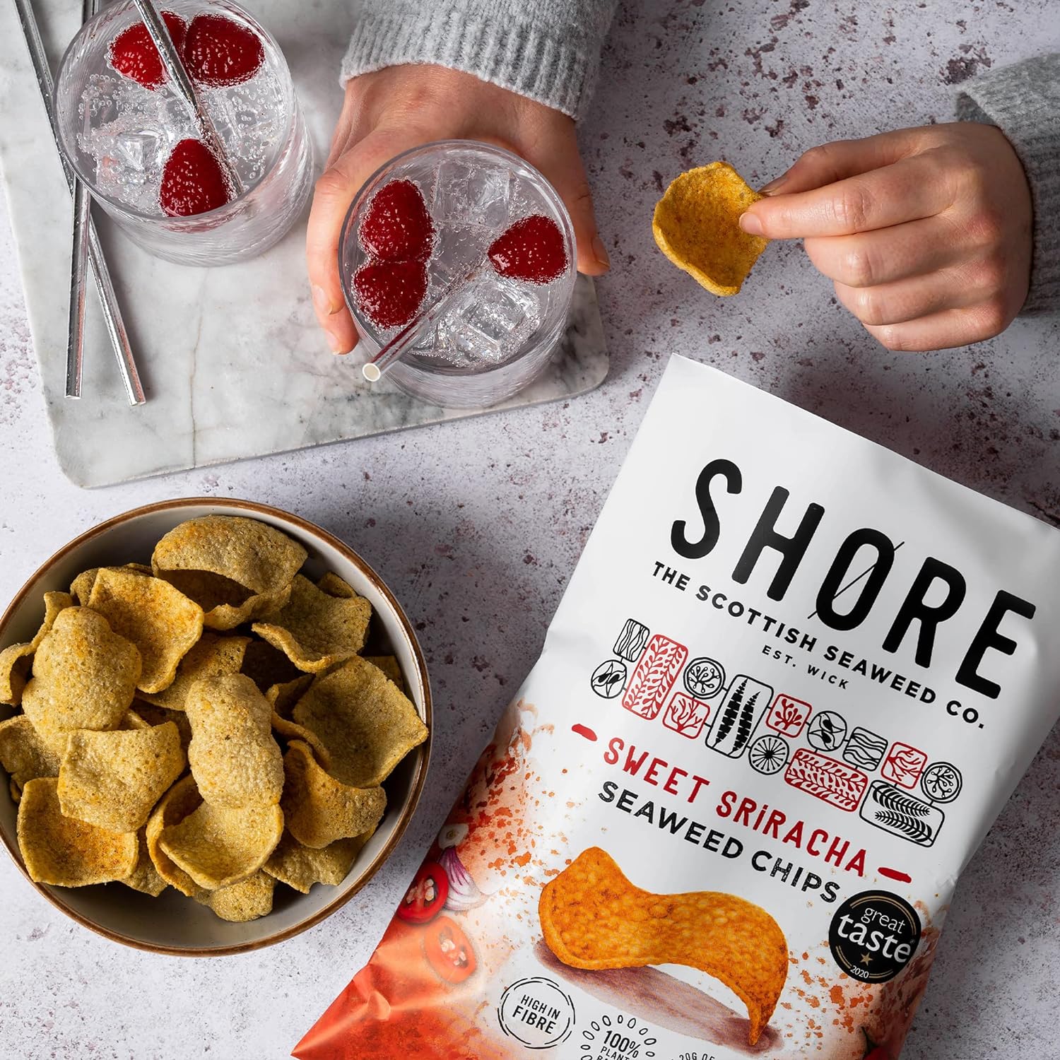 Seaweed Chips Sweet Sriracha 80g - Shore Scottish Seaweed - Snack - Eco Natural Products
