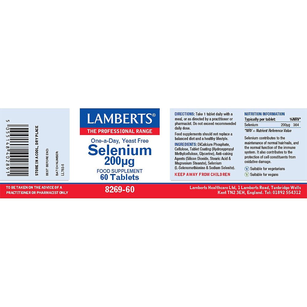 Selenium 200µg 60 Tabs - Lamberts - Food Supplement - Eco Natural Products