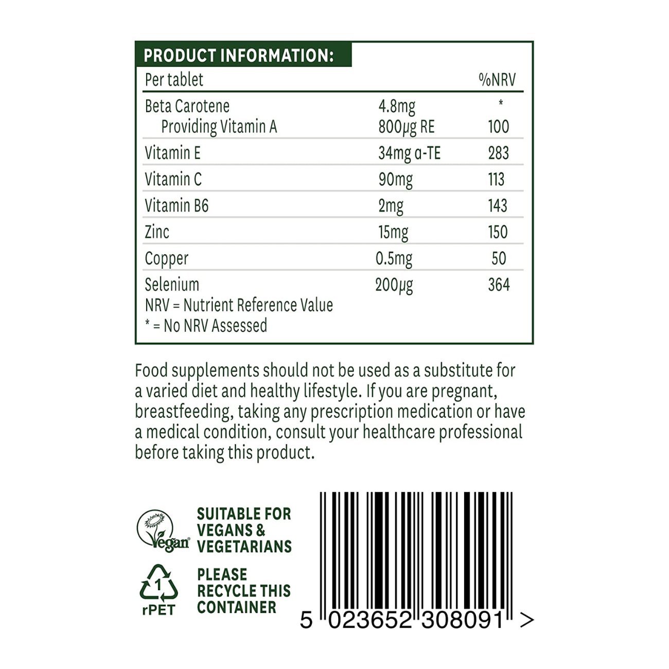 Selenium 200ug 90 Tablets - Natures Aid - Vitamins & Supplements - Eco Natural Products