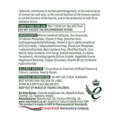 Selenium 200ug 90 Tablets - Natures Aid - Vitamins & Supplements - Eco Natural Products