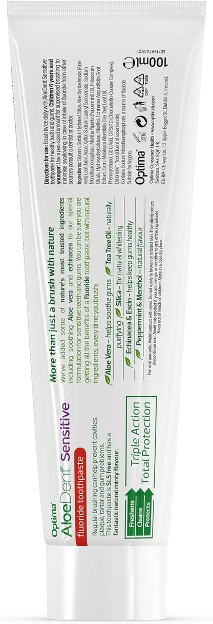 Sensitive Aloe and Echinacea Toothpaste Peppermint Fluoride 100ml - Aloe Dent - Toothpaste - Eco Natural Products