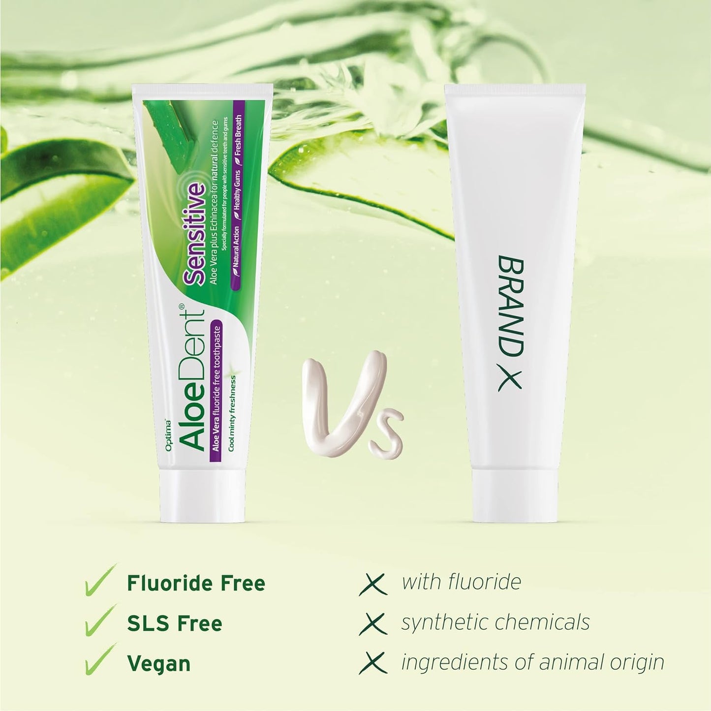 Sensitive Aloe and Echinacea Toothpaste Peppermint Fluoride Free 100ml - Aloe Dent - Toothpaste - Eco Natural Products