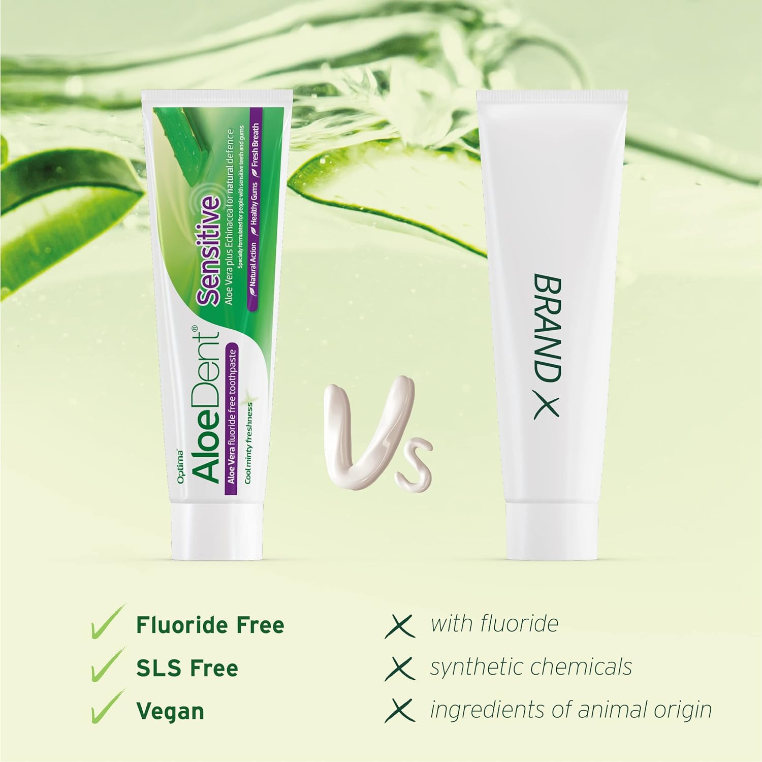 Sensitive Aloe and Echinacea Toothpaste Peppermint Fluoride Free 100ml - Aloe Dent - Toothpaste - Eco Natural Products
