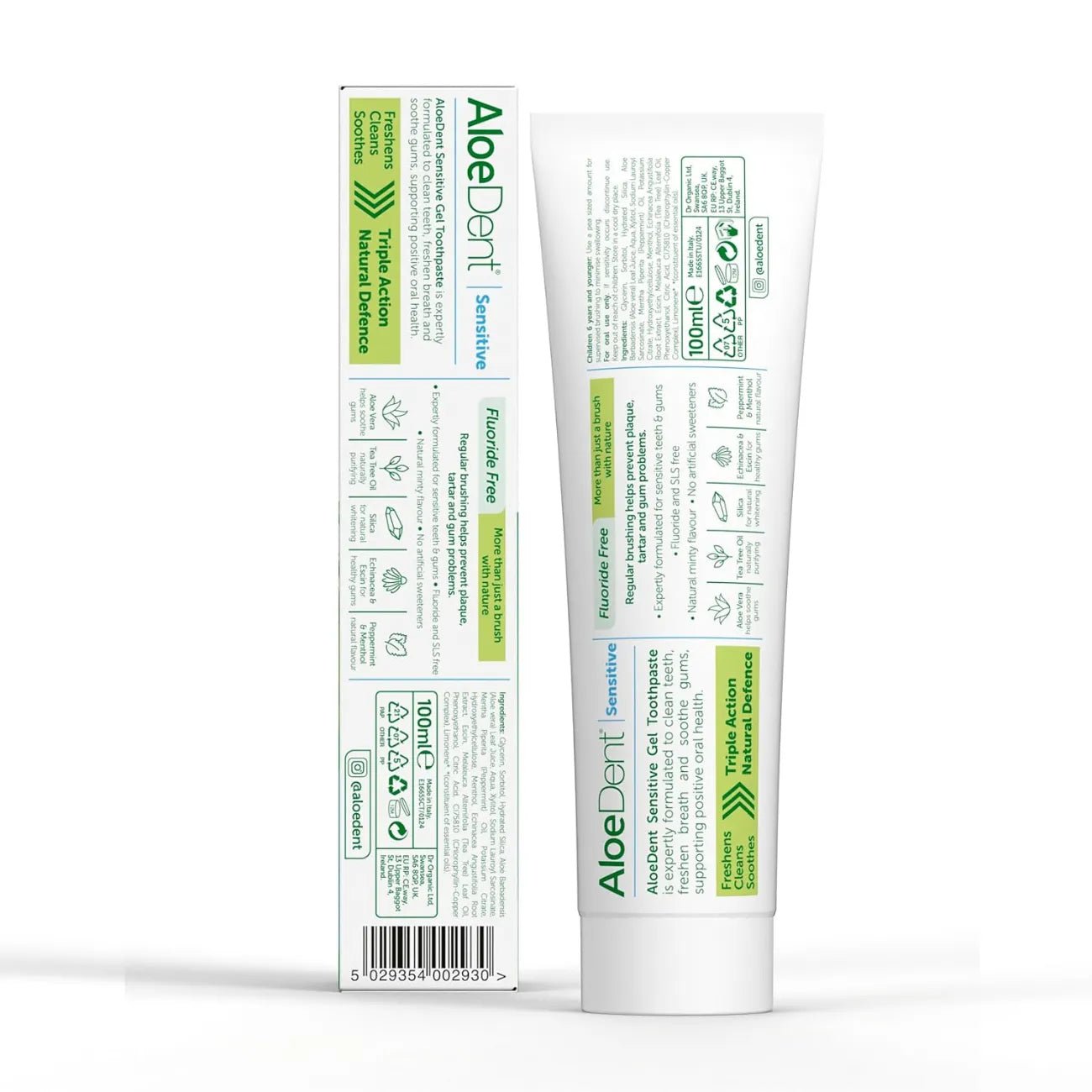Sensitive Aloe Vera Toothpaste Fluoride Free 100ml - Aloe Dent - Toothpaste - Aloe Dent
