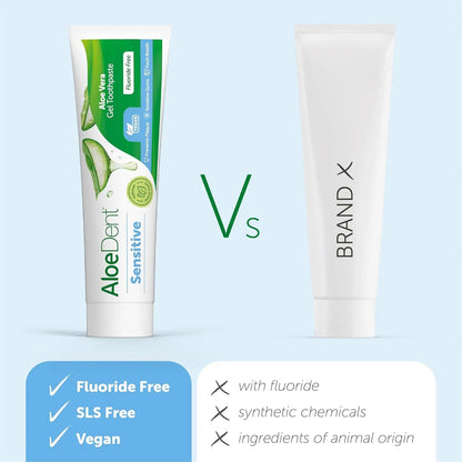 Sensitive Aloe Vera Toothpaste Fluoride Free 100ml - Aloe Dent - Toothpaste - Aloe Dent