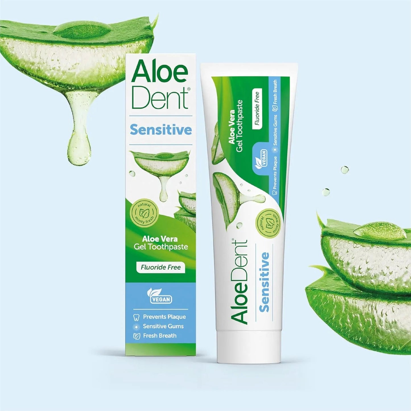 Sensitive Aloe Vera Toothpaste Fluoride Free 100ml - Aloe Dent - Toothpaste - Aloe Dent
